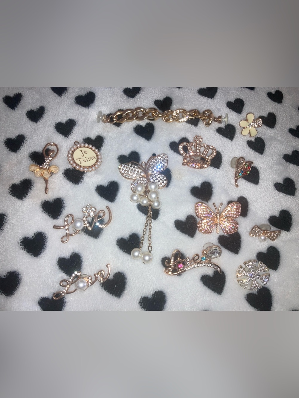 Gold Rhinestone Croc Charms
